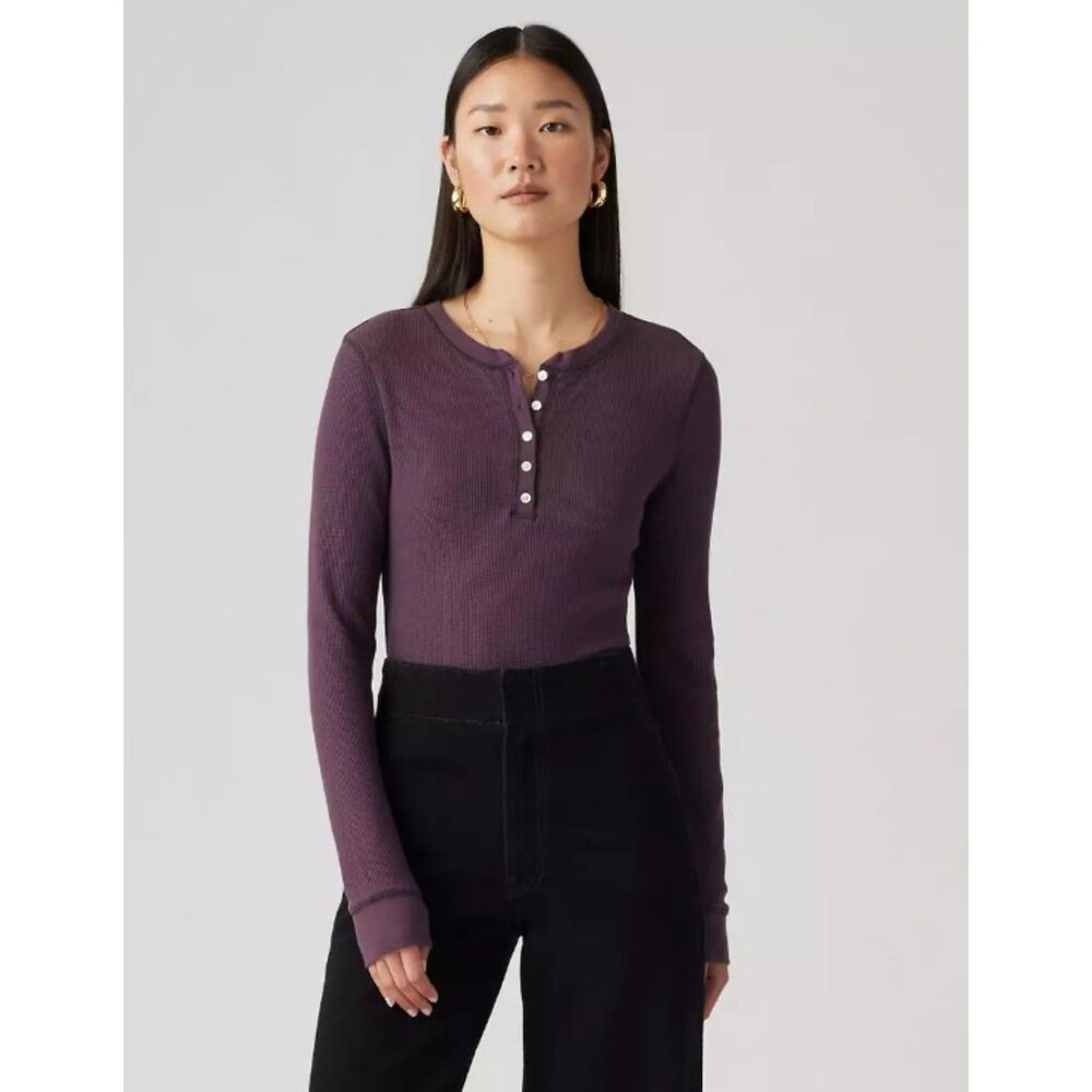 LEVIS Purple Plus Sz 3X Casual Wear Stretchy Thermal Slim Fit Henley Shirt NEW